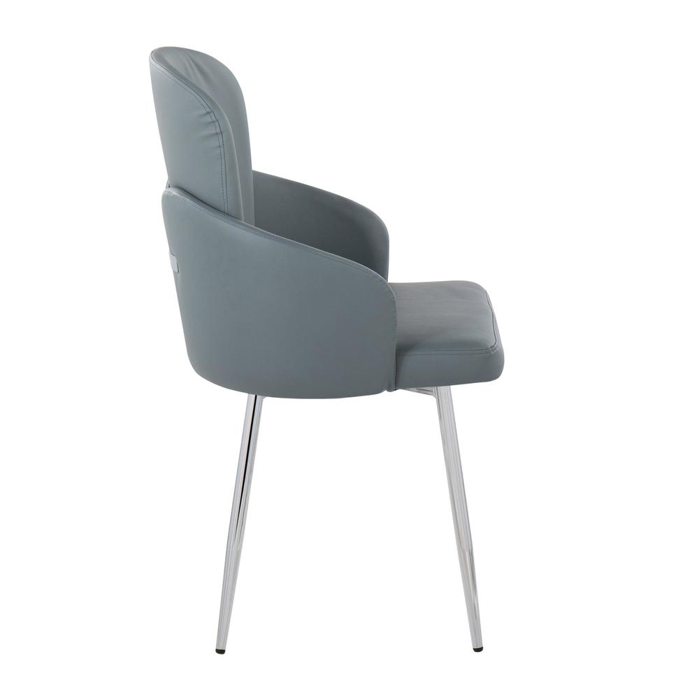 Grey PU, Chrome Dahlia Dining Chair - Set of 2. Picture 3