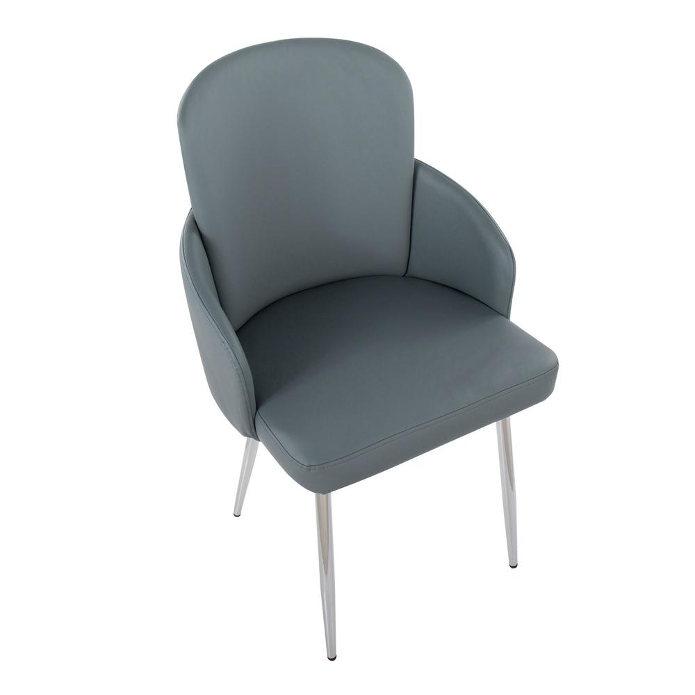 Grey PU, Chrome Dahlia Dining Chair - Set of 2. Picture 7