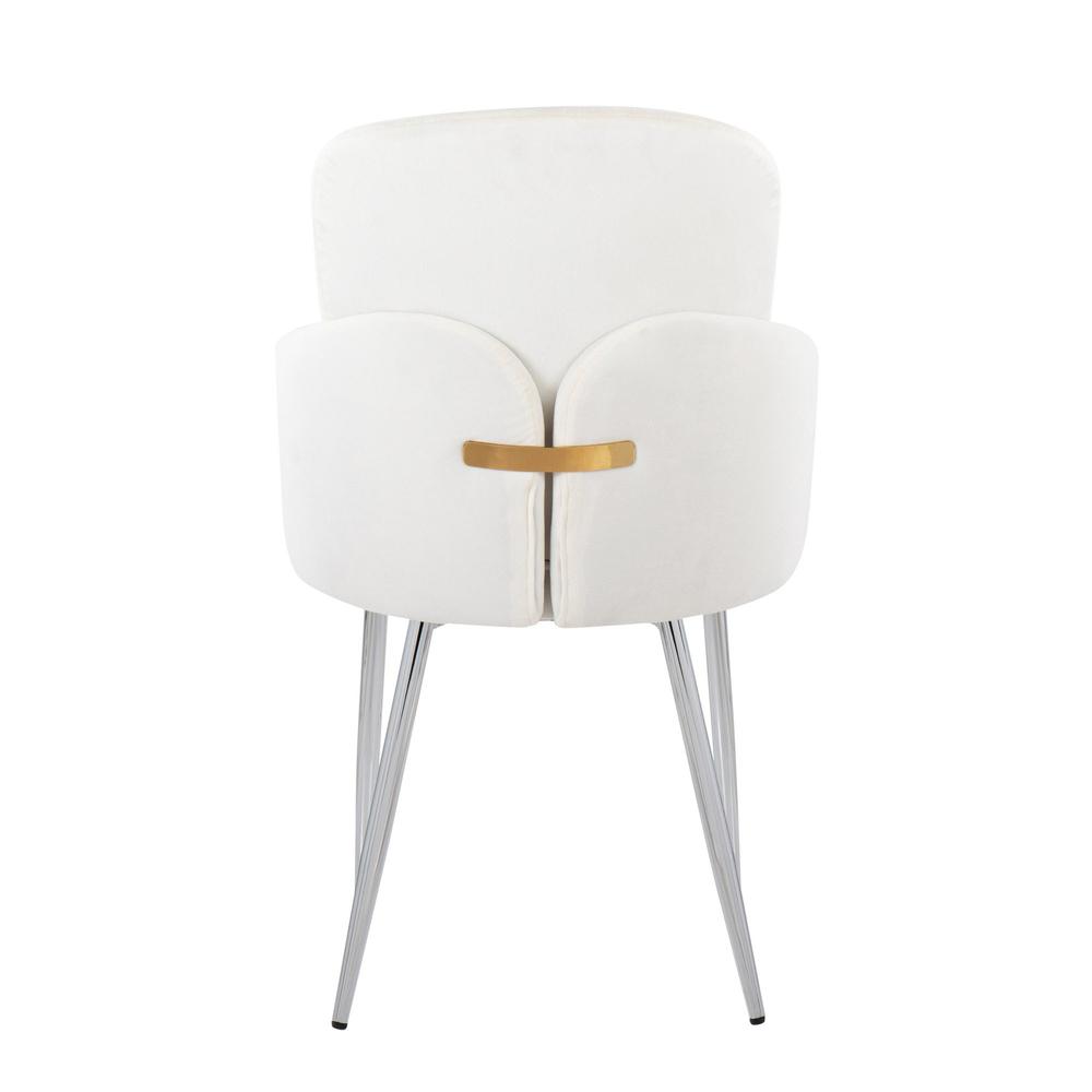Cream Velvet, Gold Metal, Chrome Dahlia Dining Chair - Set of 2. Picture 5
