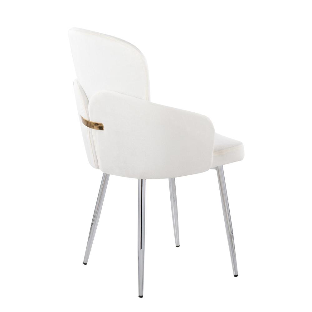 Cream Velvet, Gold Metal, Chrome Dahlia Dining Chair - Set of 2. Picture 4