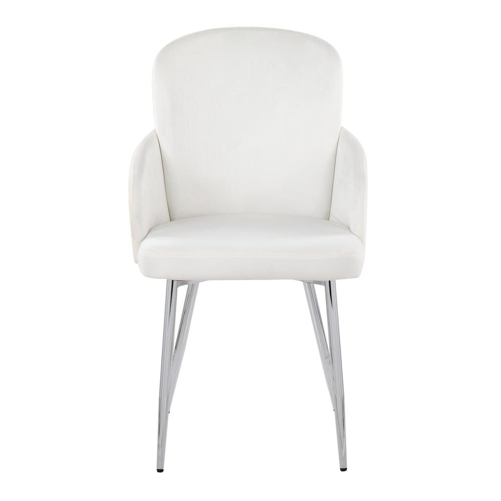 Cream Velvet, Gold Metal, Chrome Dahlia Dining Chair - Set of 2. Picture 6