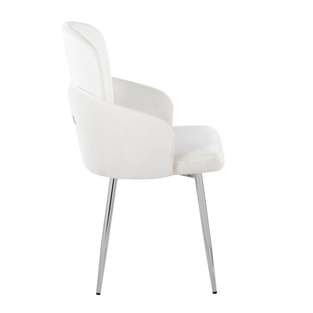 Cream Velvet, Gold Metal, Chrome Dahlia Dining Chair - Set of 2. Picture 3