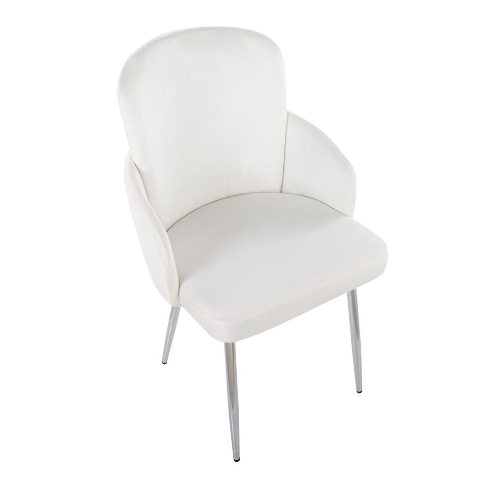 Cream Velvet, Gold Metal, Chrome Dahlia Dining Chair - Set of 2. Picture 7