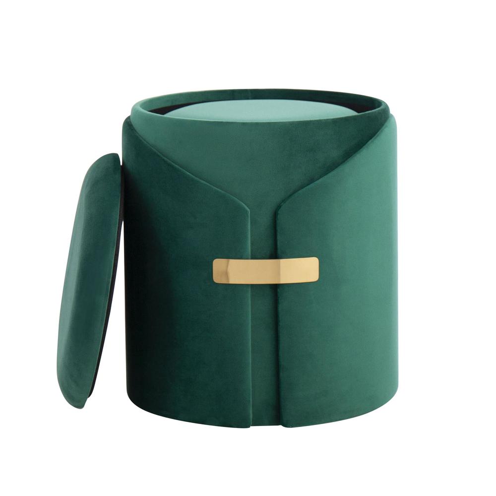 Gold Metal, Green Velvet Dahlia Ottoman Set. Picture 6