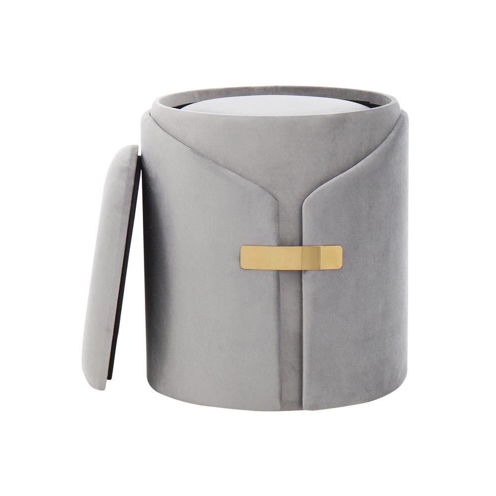 Gold Metal, Silver Velvet Dahlia Ottoman Set. Picture 6