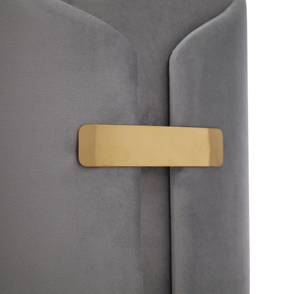 Gold Metal, Silver Velvet Dahlia Ottoman Set. Picture 7