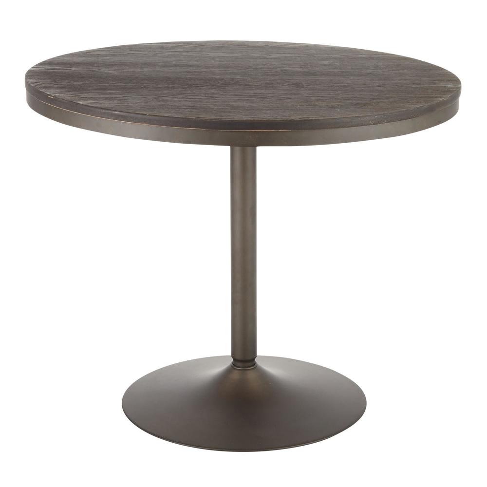 Antique Metal, Espresso Bamboo Dakota Dining Table. Picture 1