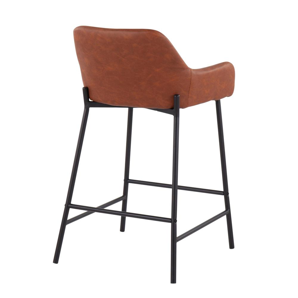Black Metal, Camel PU Daniella Counter Stool - Set of 2. Picture 4
