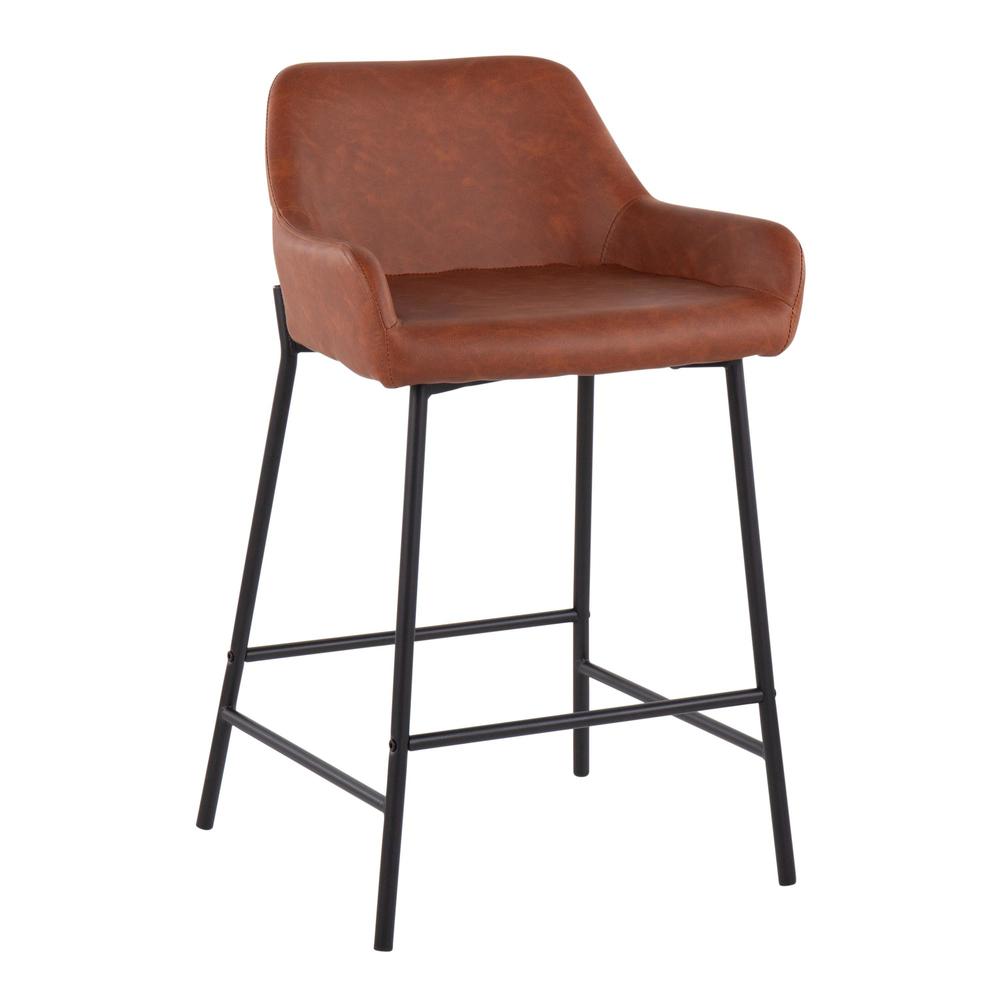 Black Metal, Camel PU Daniella Counter Stool - Set of 2. Picture 2
