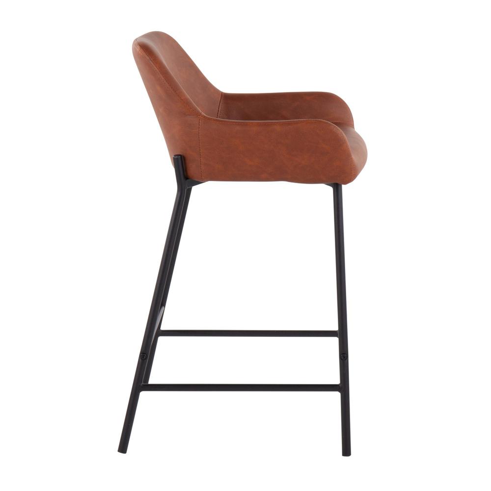 Black Metal, Camel PU Daniella Counter Stool - Set of 2. Picture 3
