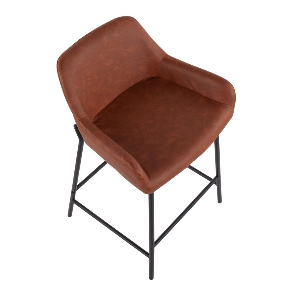 Black Metal, Camel PU Daniella Counter Stool - Set of 2. Picture 7