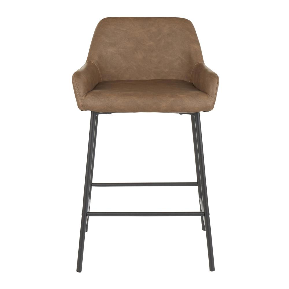 Black Metal , Espresso PU Daniella Counter Stool - Set of 2. Picture 6