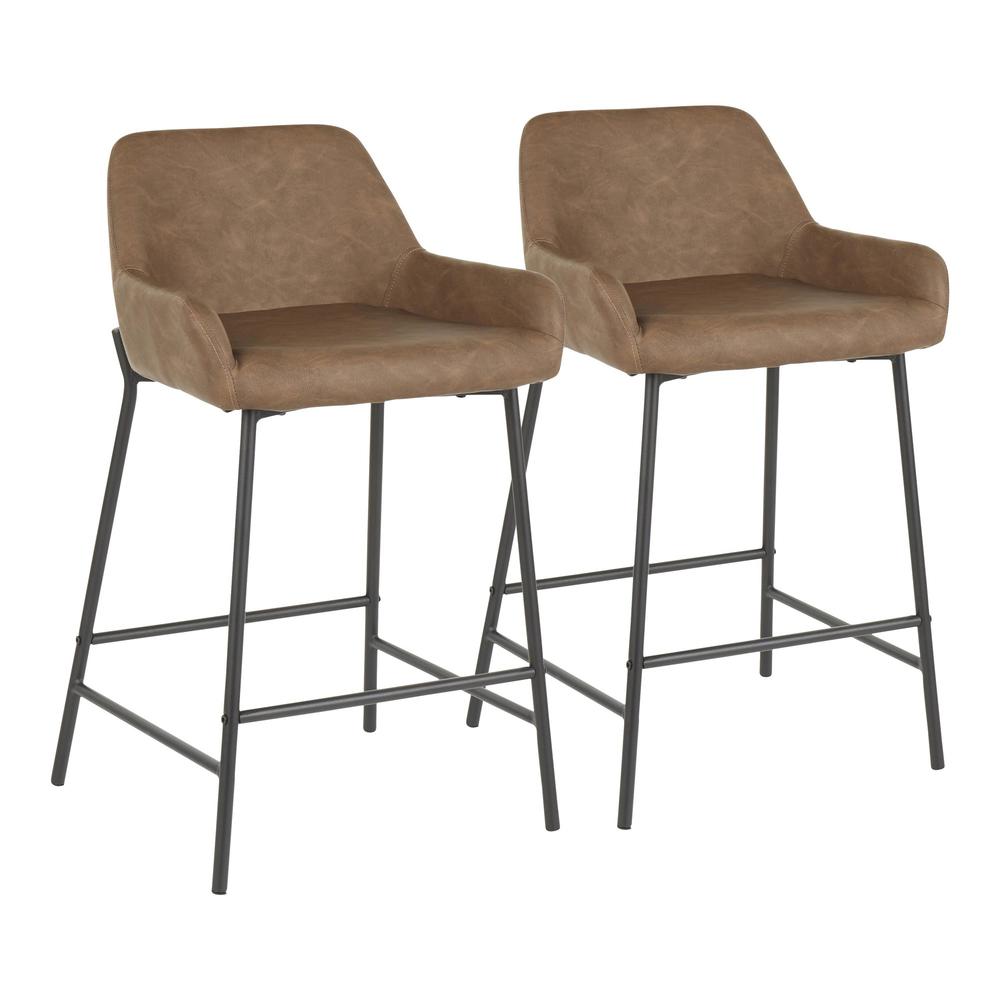 Black Metal , Espresso PU Daniella Counter Stool - Set of 2. Picture 1