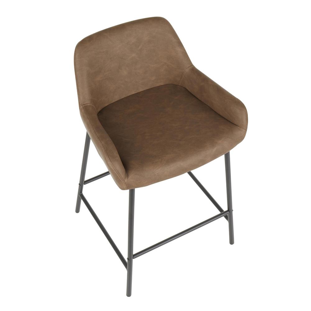 Black Metal , Espresso PU Daniella Counter Stool - Set of 2. Picture 7