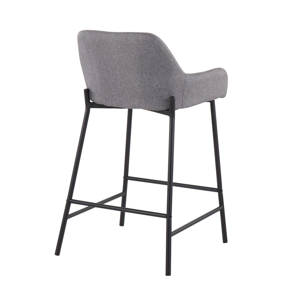 Black Metal, Grey PU Daniella Counter Stool - Set of 2. Picture 4