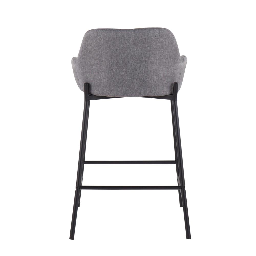 Black Metal, Grey PU Daniella Counter Stool - Set of 2. Picture 5
