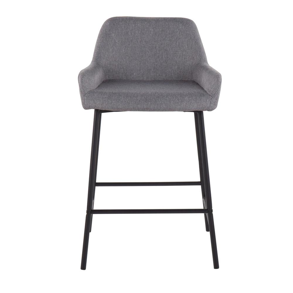 Black Metal, Grey PU Daniella Counter Stool - Set of 2. Picture 6