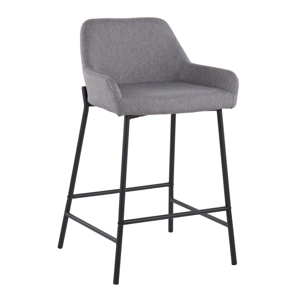 Black Metal, Grey PU Daniella Counter Stool - Set of 2. Picture 2