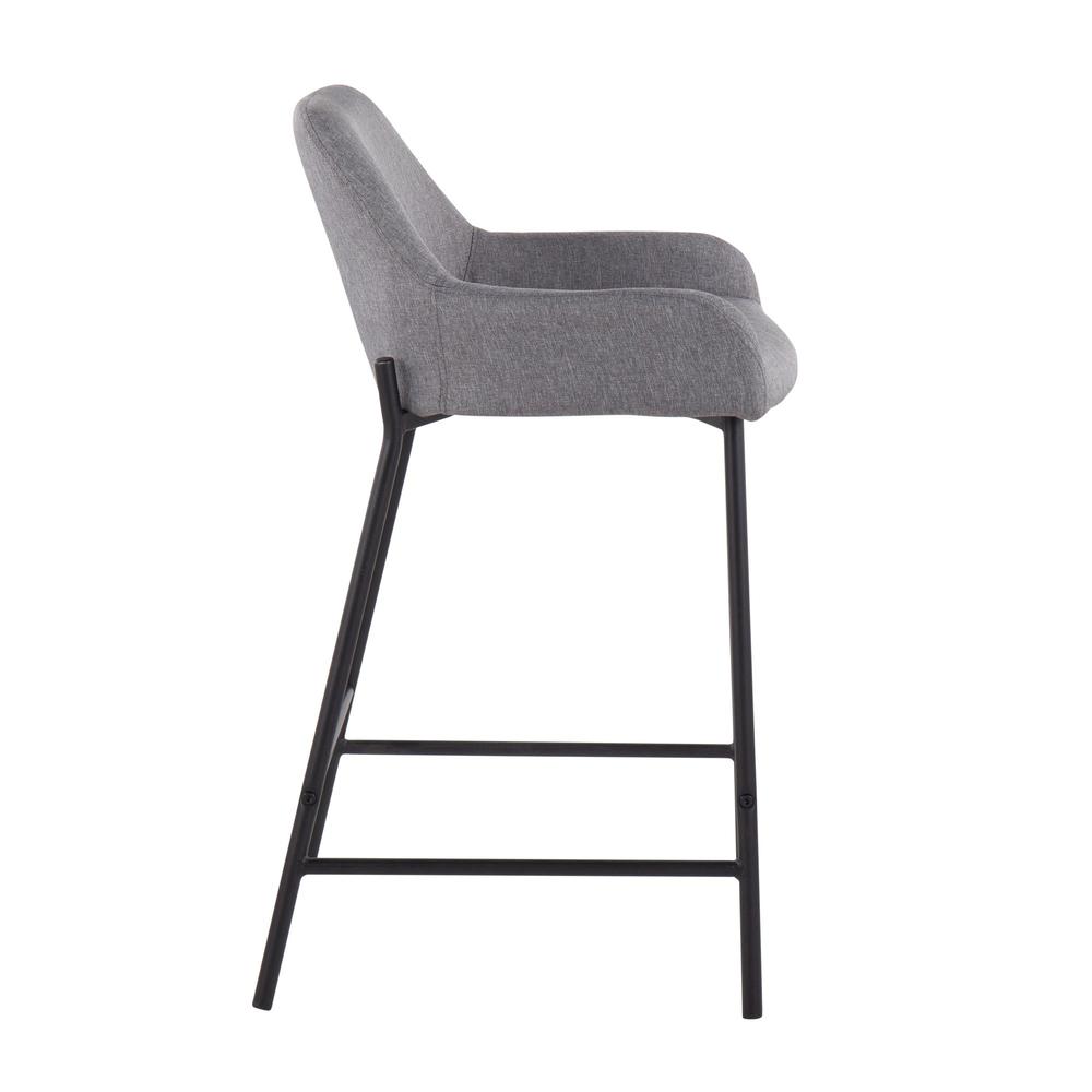 Black Metal, Grey PU Daniella Counter Stool - Set of 2. Picture 3