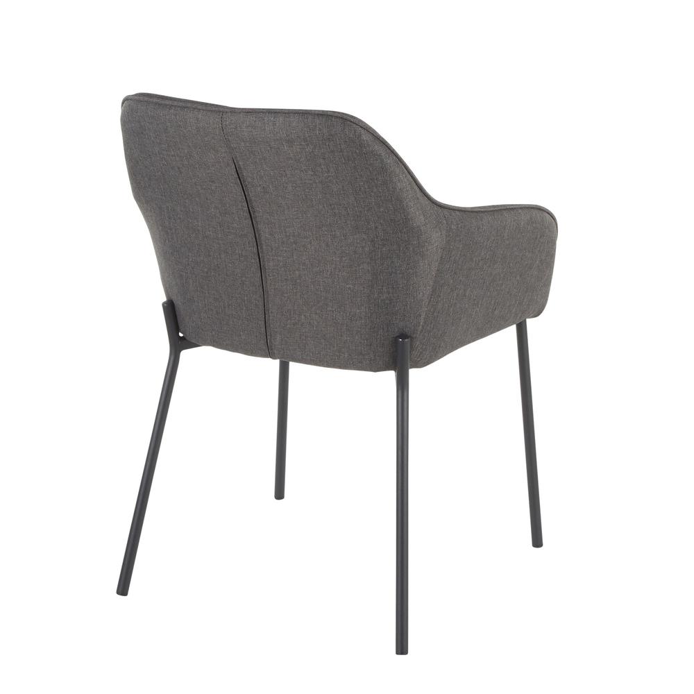 Black Metal, Charcoal Fabric Daniella Dining Chair - Set of 2. Picture 4
