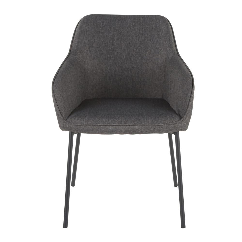 Black Metal, Charcoal Fabric Daniella Dining Chair - Set of 2. Picture 6