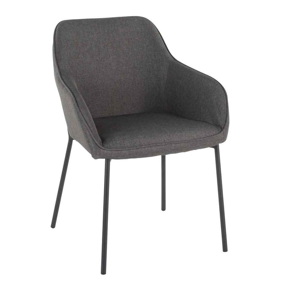 Black Metal, Charcoal Fabric Daniella Dining Chair - Set of 2. Picture 2