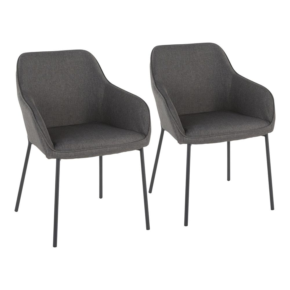 Black Metal, Charcoal Fabric Daniella Dining Chair - Set of 2. Picture 1