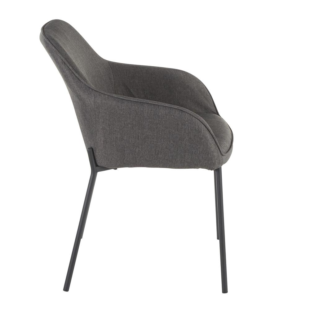 Black Metal, Charcoal Fabric Daniella Dining Chair - Set of 2. Picture 3