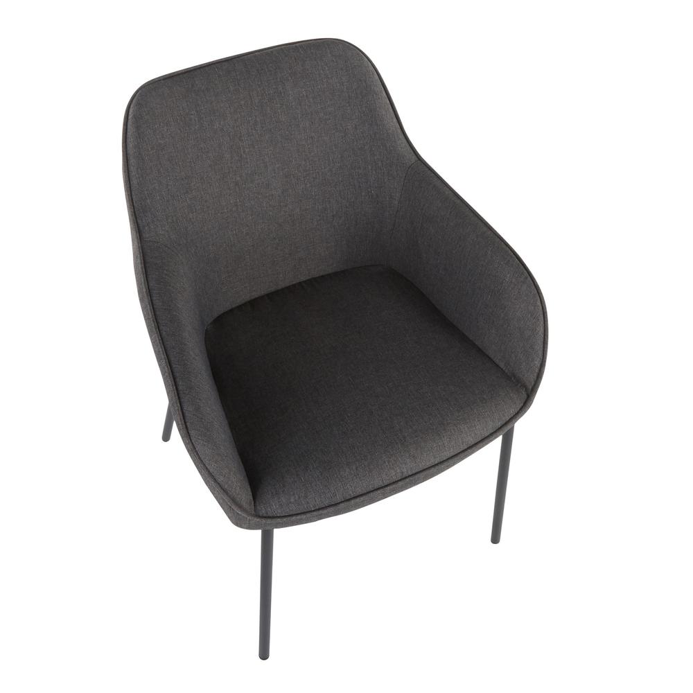 Black Metal, Charcoal Fabric Daniella Dining Chair - Set of 2. Picture 7