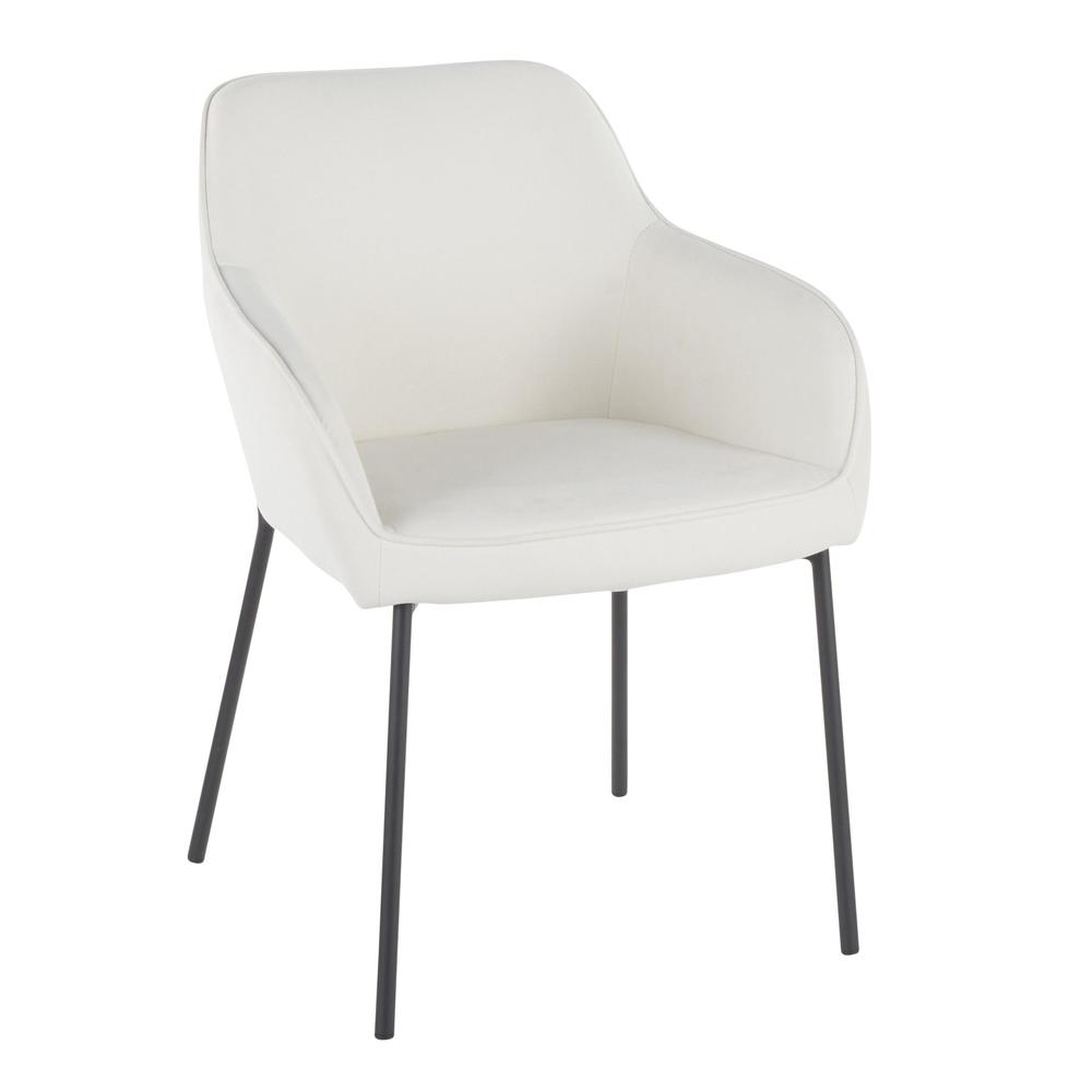 Black Metal, Cream Fabric Daniella Dining Chair - Set of 2. Picture 2