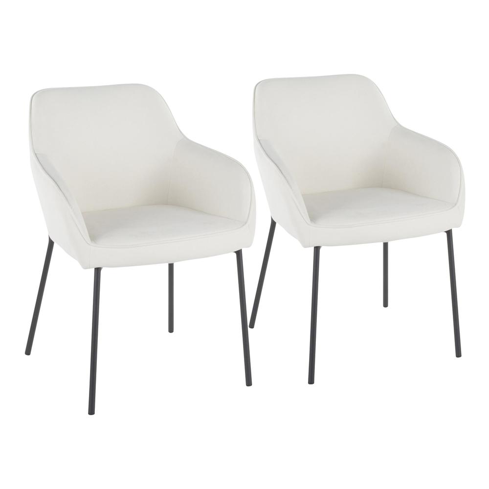 Black Metal, Cream Fabric Daniella Dining Chair - Set of 2. Picture 1