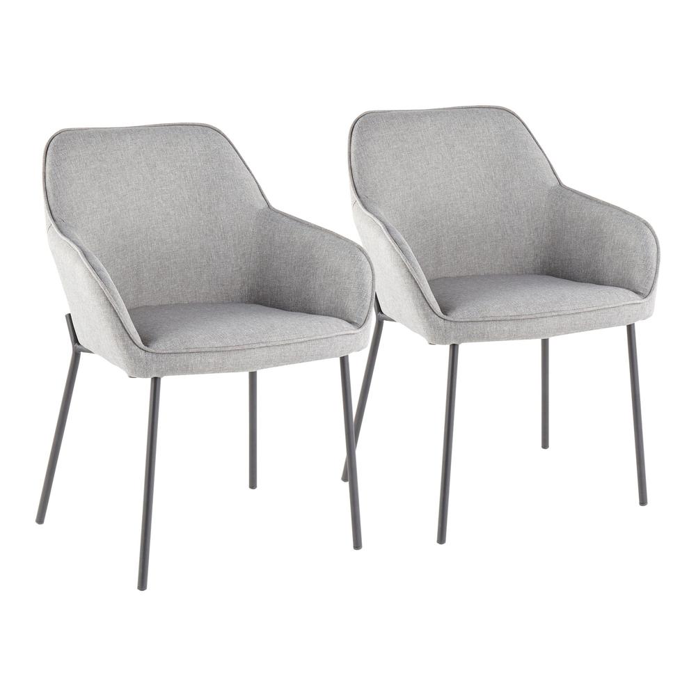 Black Metal, Grey Fabric Daniella Dining Chair - Set of 2. Picture 1