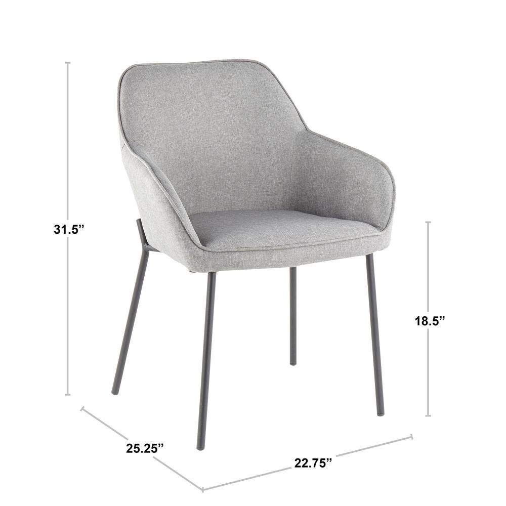 Black Metal, Grey Fabric Daniella Dining Chair - Set of 2. Picture 8