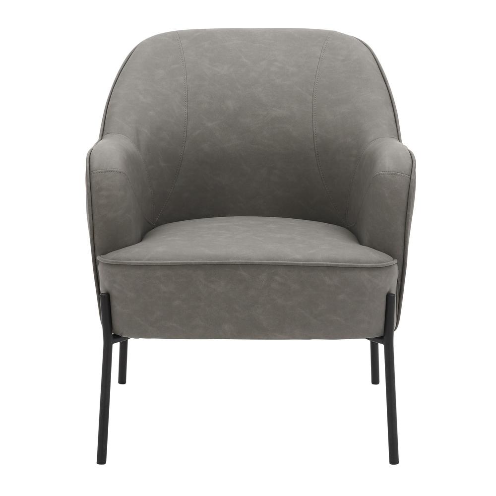 Black Metal, Grey PU Daniella Accent Chair. Picture 5