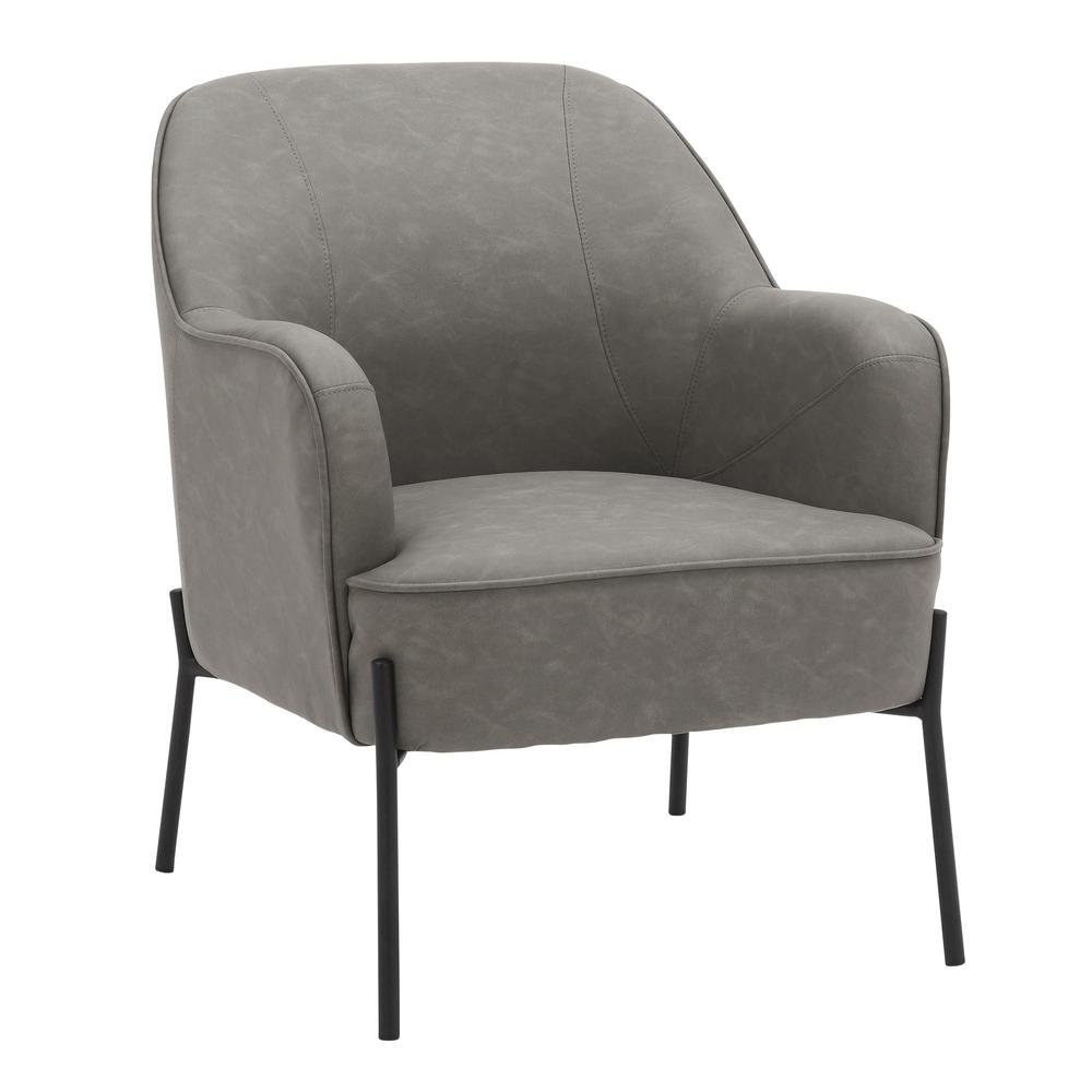 Black Metal, Grey PU Daniella Accent Chair. Picture 1