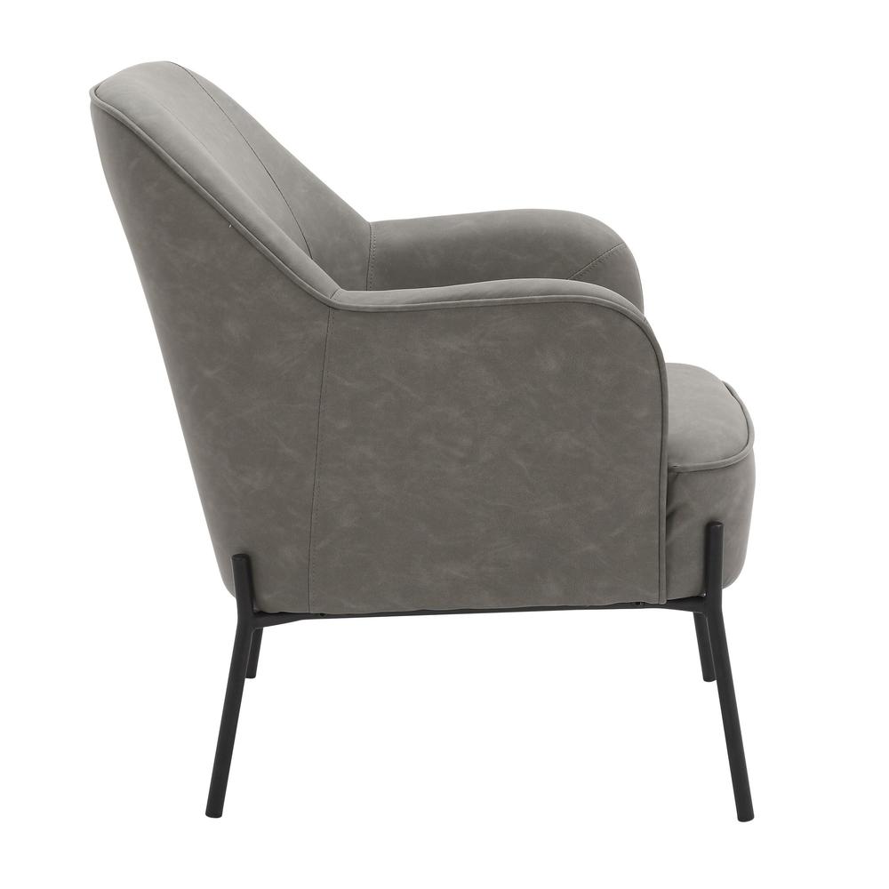 Black Metal, Grey PU Daniella Accent Chair. Picture 2
