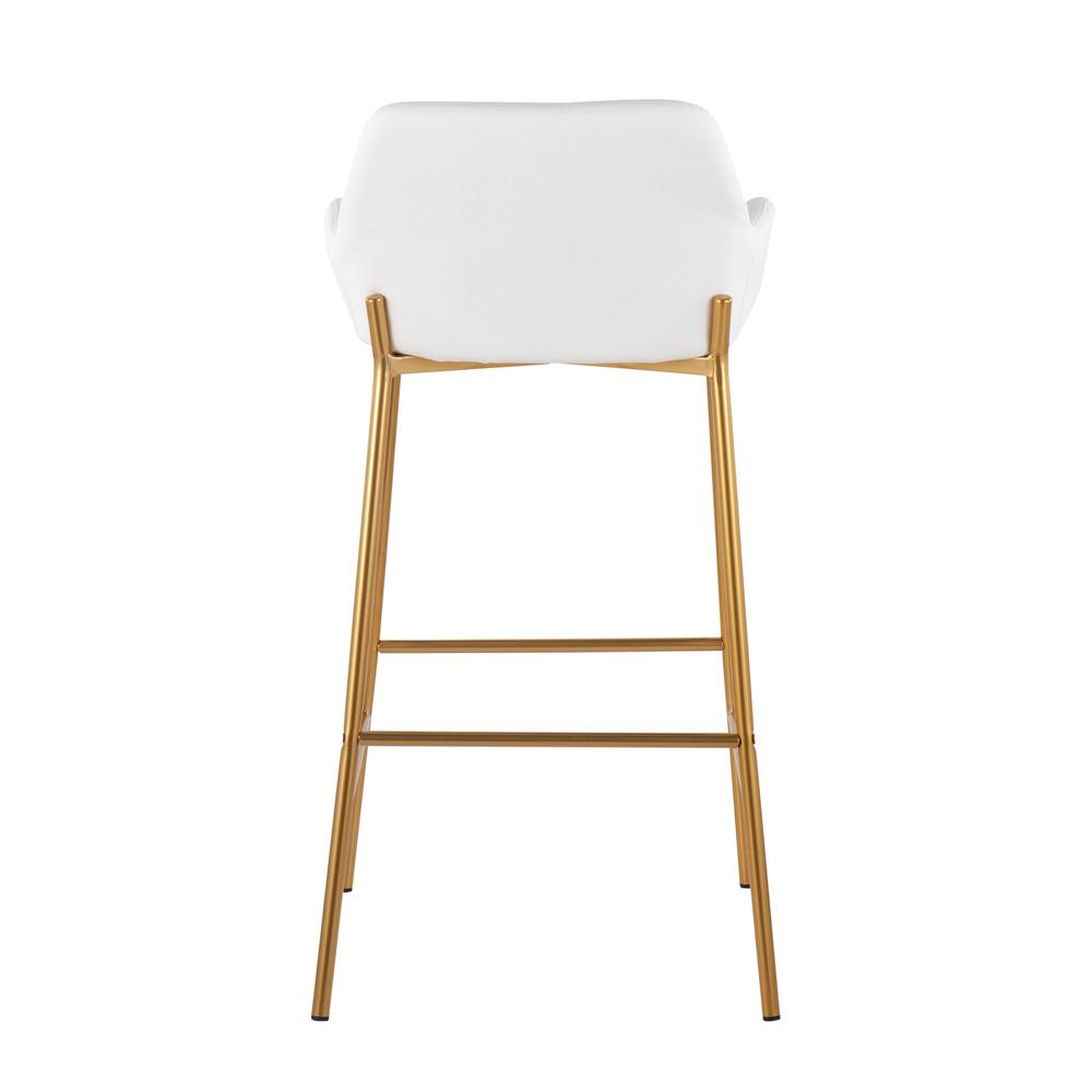 Gold Metal, White PU Daniella Fixed-Height Bar Stool - Set of 2. Picture 5