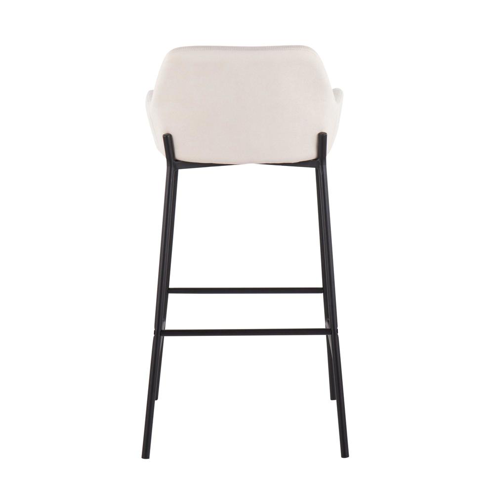 Black Metal, Cream Fabric Daniella Fixed-Height Bar Stool - Set of 2. Picture 5