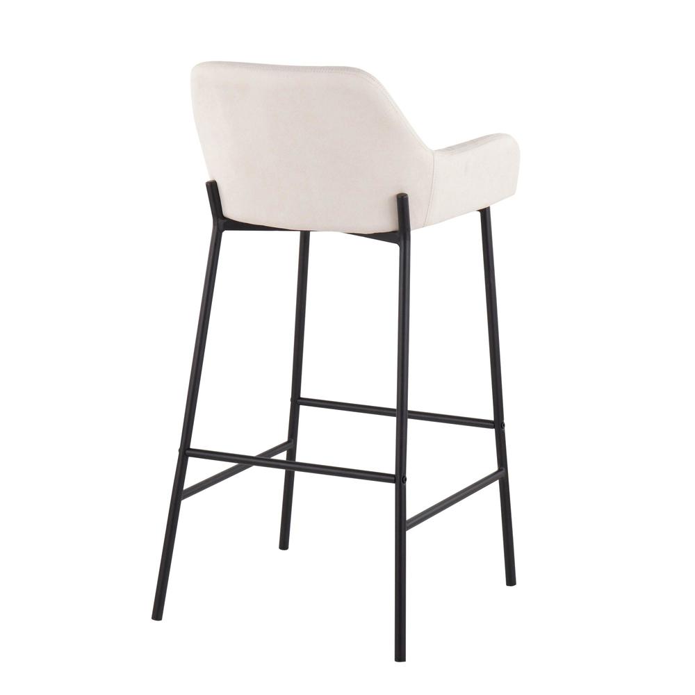 Black Metal, Cream Fabric Daniella Fixed-Height Bar Stool - Set of 2. Picture 4