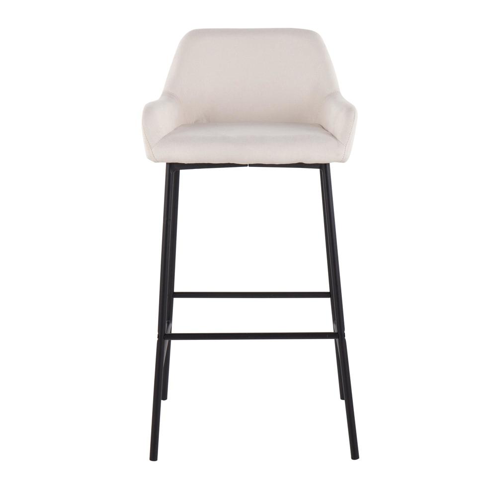 Black Metal, Cream Fabric Daniella Fixed-Height Bar Stool - Set of 2. Picture 6
