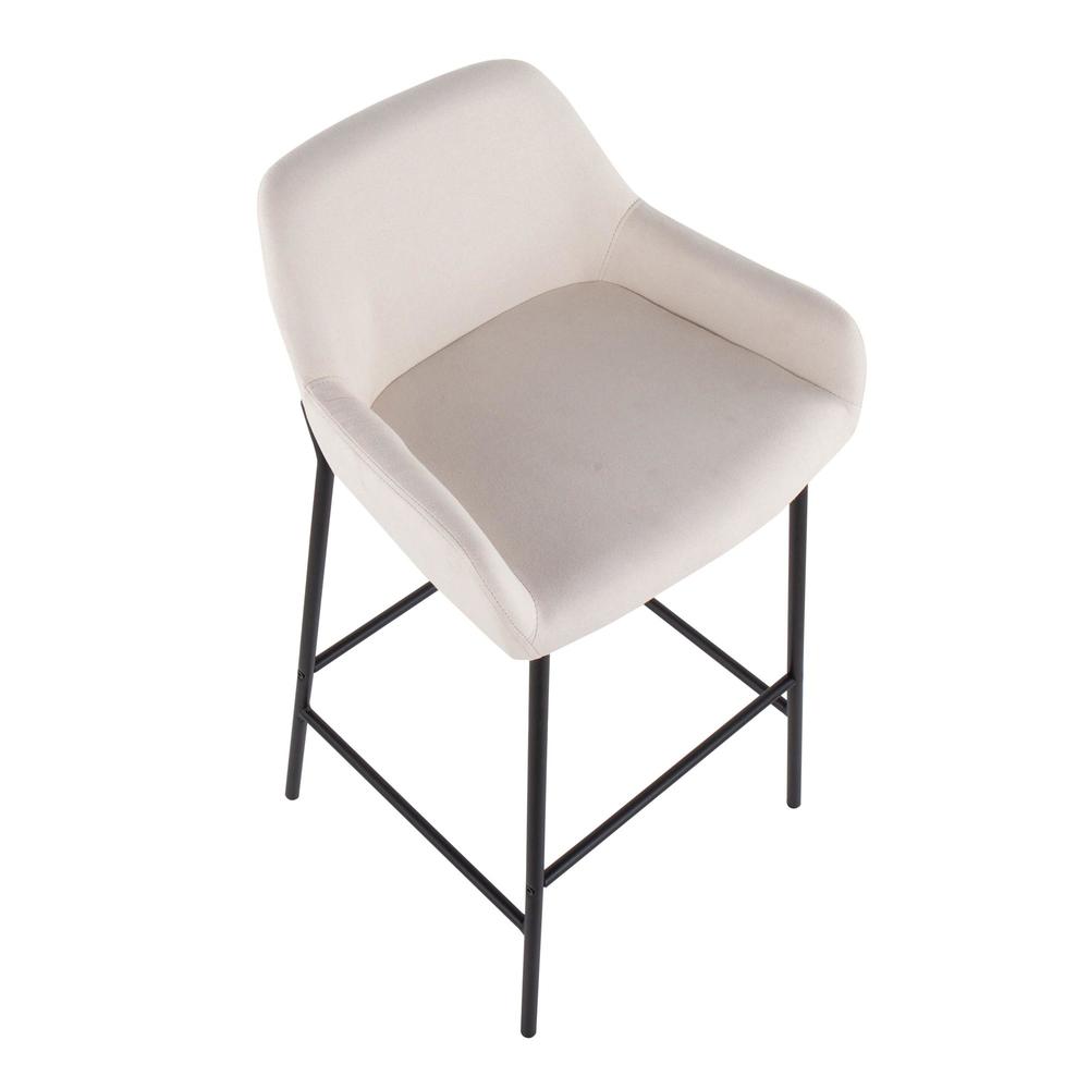 Black Metal, Cream Fabric Daniella Fixed-Height Bar Stool - Set of 2. Picture 7