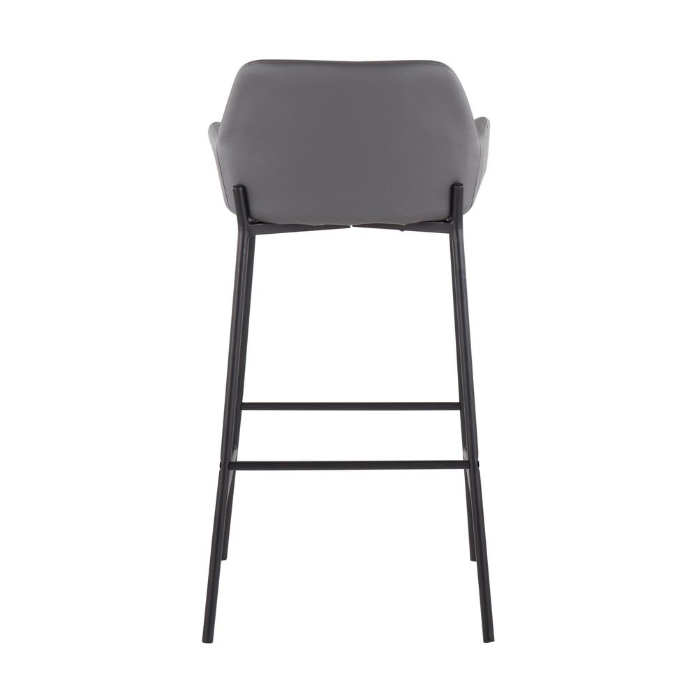 Black Metal, Grey PU Daniella Fixed-Height Bar Stool - Set of 2. Picture 5