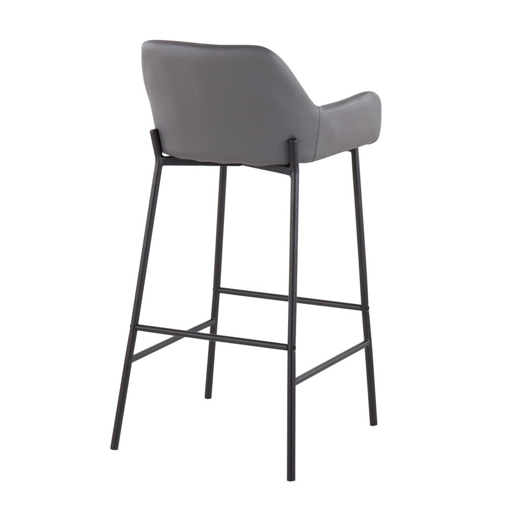 Black Metal, Grey PU Daniella Fixed-Height Bar Stool - Set of 2. Picture 4