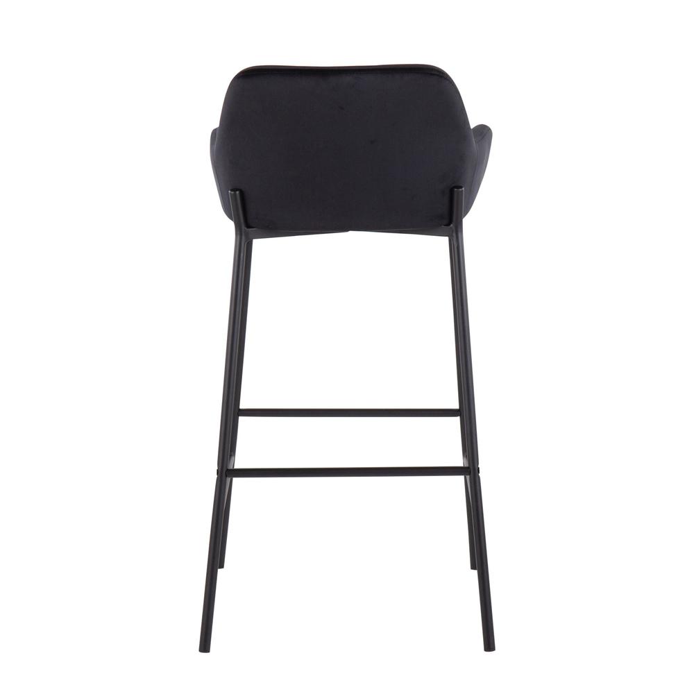 Black Metal, Black Velvet Daniella Fixed-Height Bar Stool - Set of 2. Picture 5