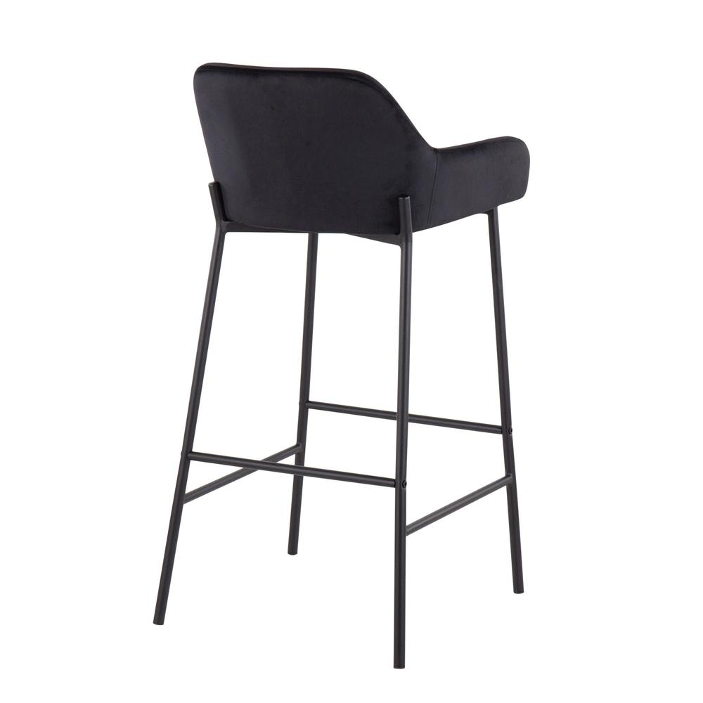 Black Metal, Black Velvet Daniella Fixed-Height Bar Stool - Set of 2. Picture 4