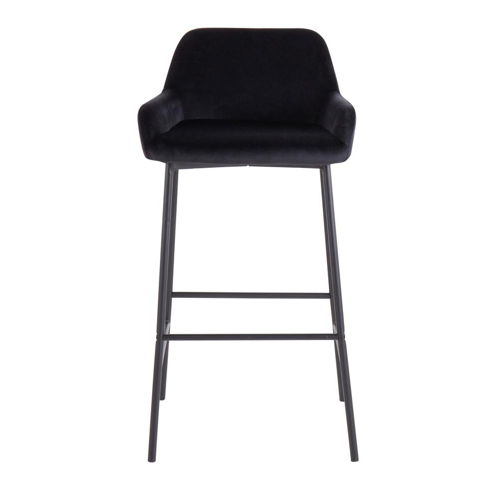 Black Metal, Black Velvet Daniella Fixed-Height Bar Stool - Set of 2. Picture 6