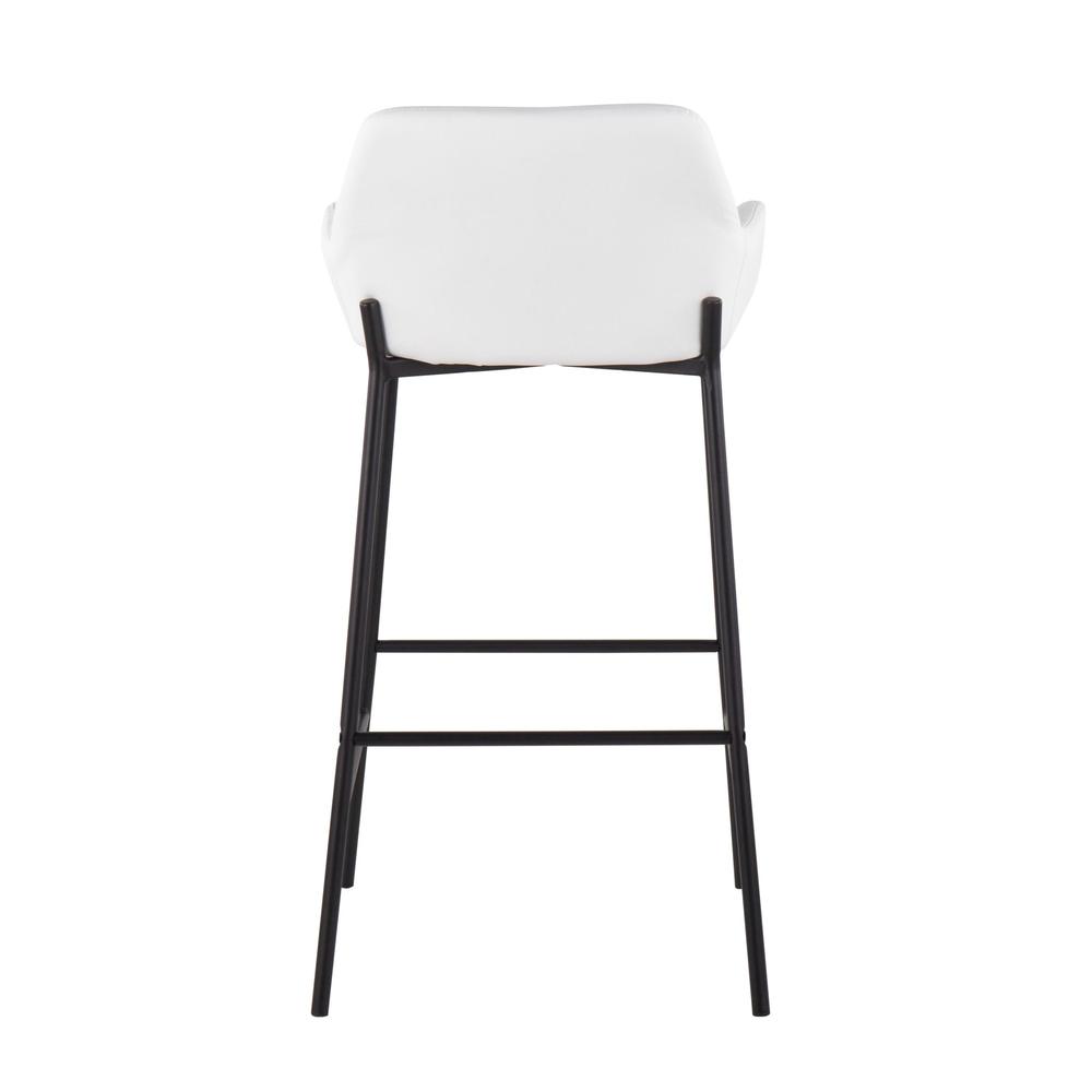 Black Metal, White PU Daniella Fixed-Height Bar Stool - Set of 2. Picture 5