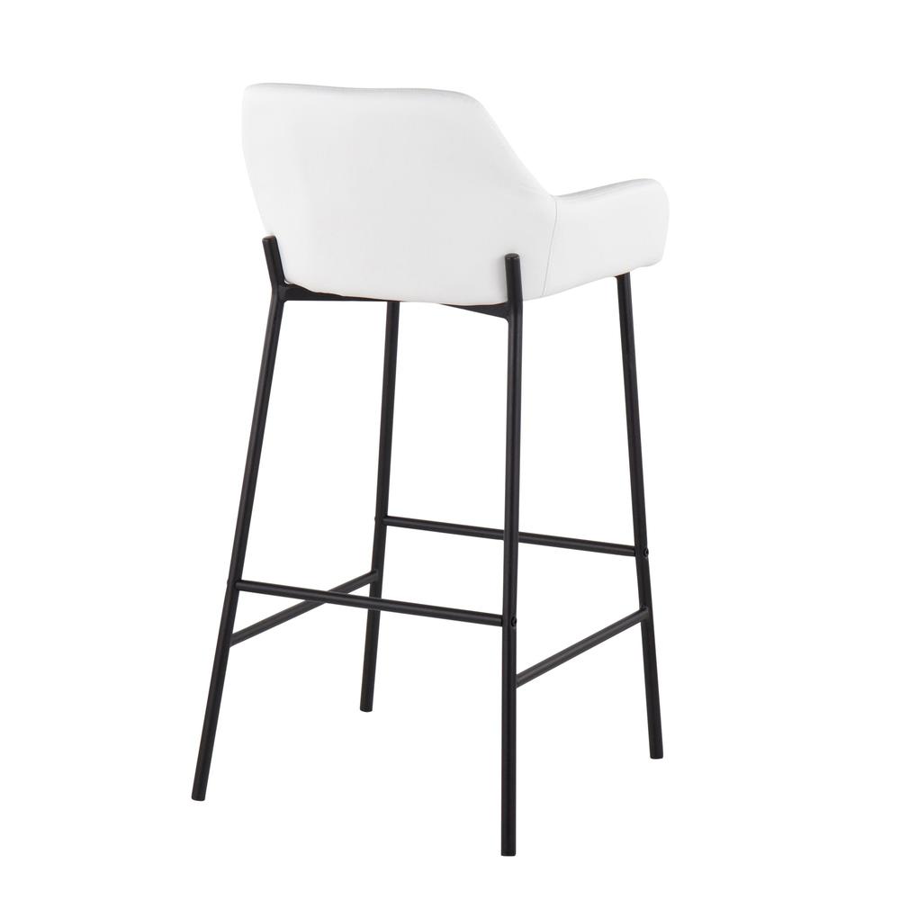 Black Metal, White PU Daniella Fixed-Height Bar Stool - Set of 2. Picture 4