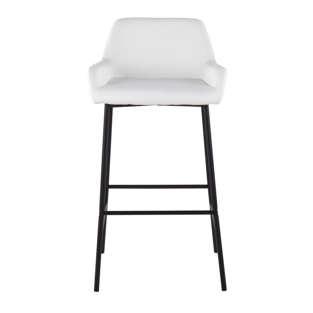 Black Metal, White PU Daniella Fixed-Height Bar Stool - Set of 2. Picture 6