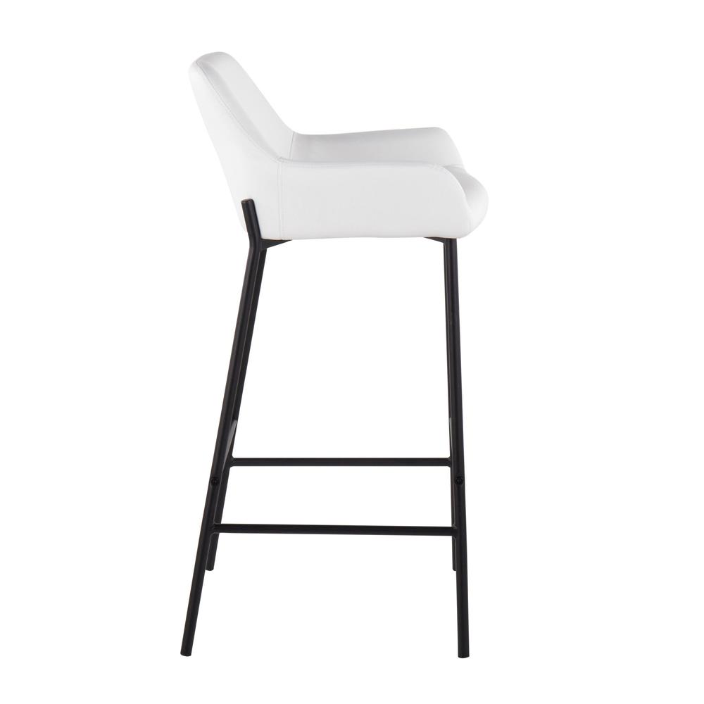 Black Metal, White PU Daniella Fixed-Height Bar Stool - Set of 2. Picture 3